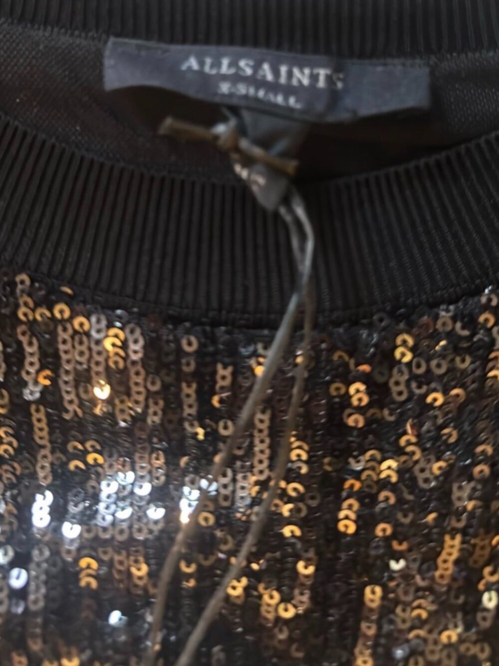 ALL SAINTS Black Sequin Mini Dress/Tunic- Size XS